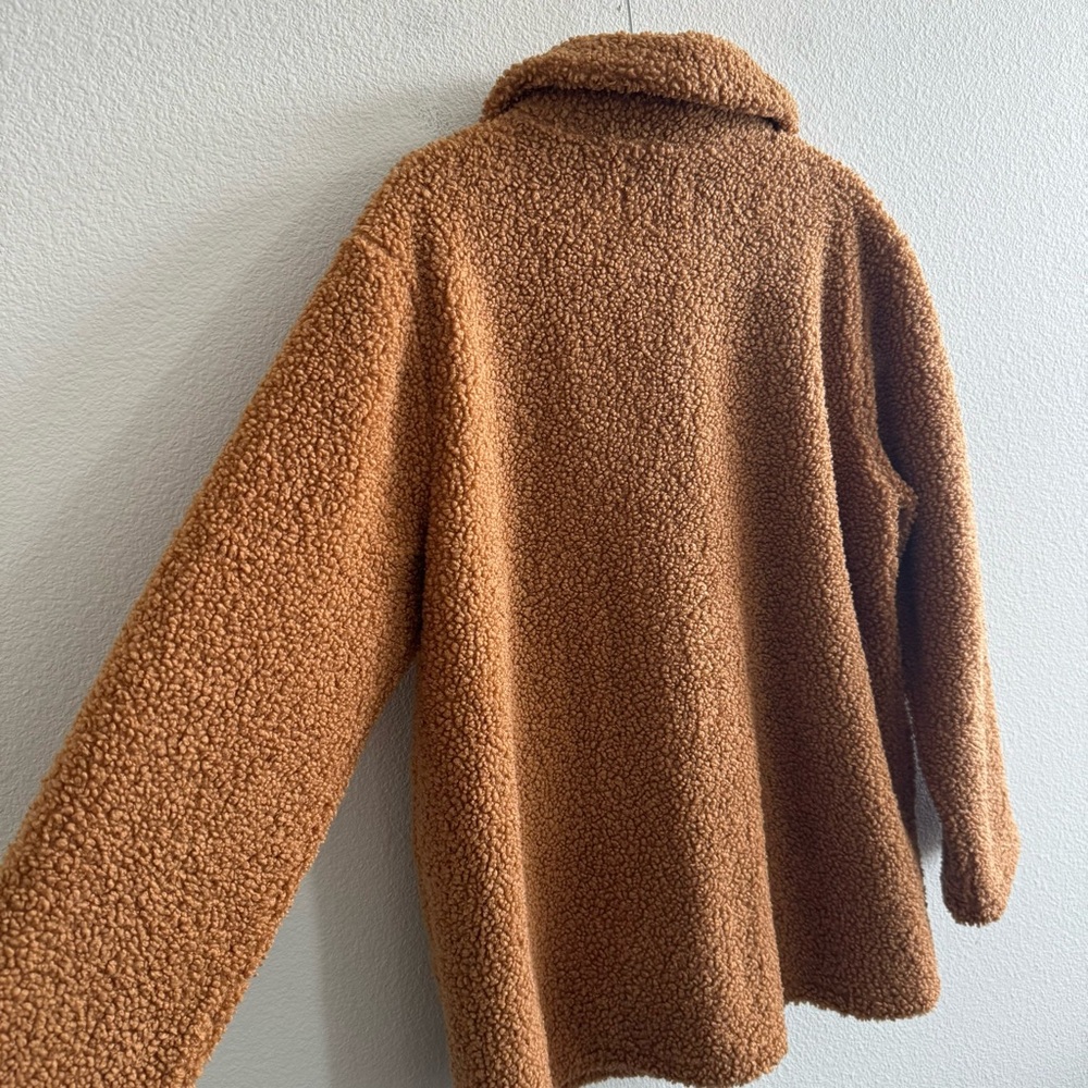 Lucky Brand Faux Fur Teddy Coat Jacket Tan Brown Cozy Fall Winter - Picture 5 of 10